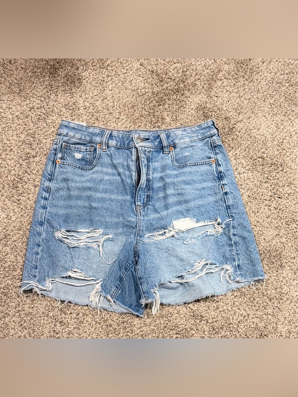 American Eagle Outfitters Light Blue Distressed Denim Shorts